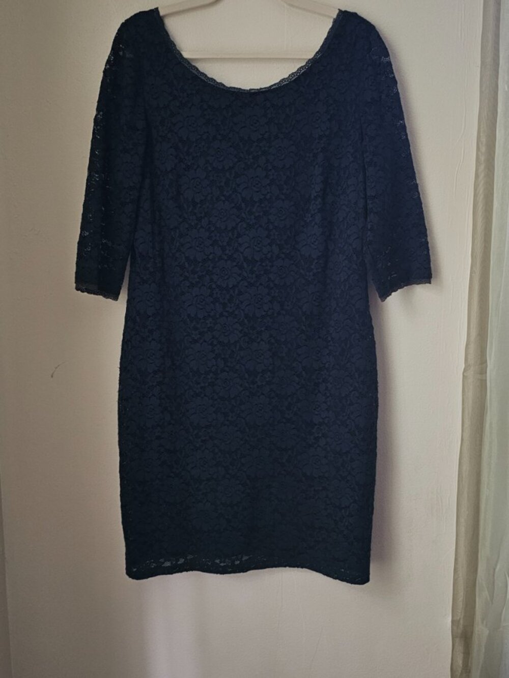 Eliza J Dark Green Lace Midi Sheath Dress